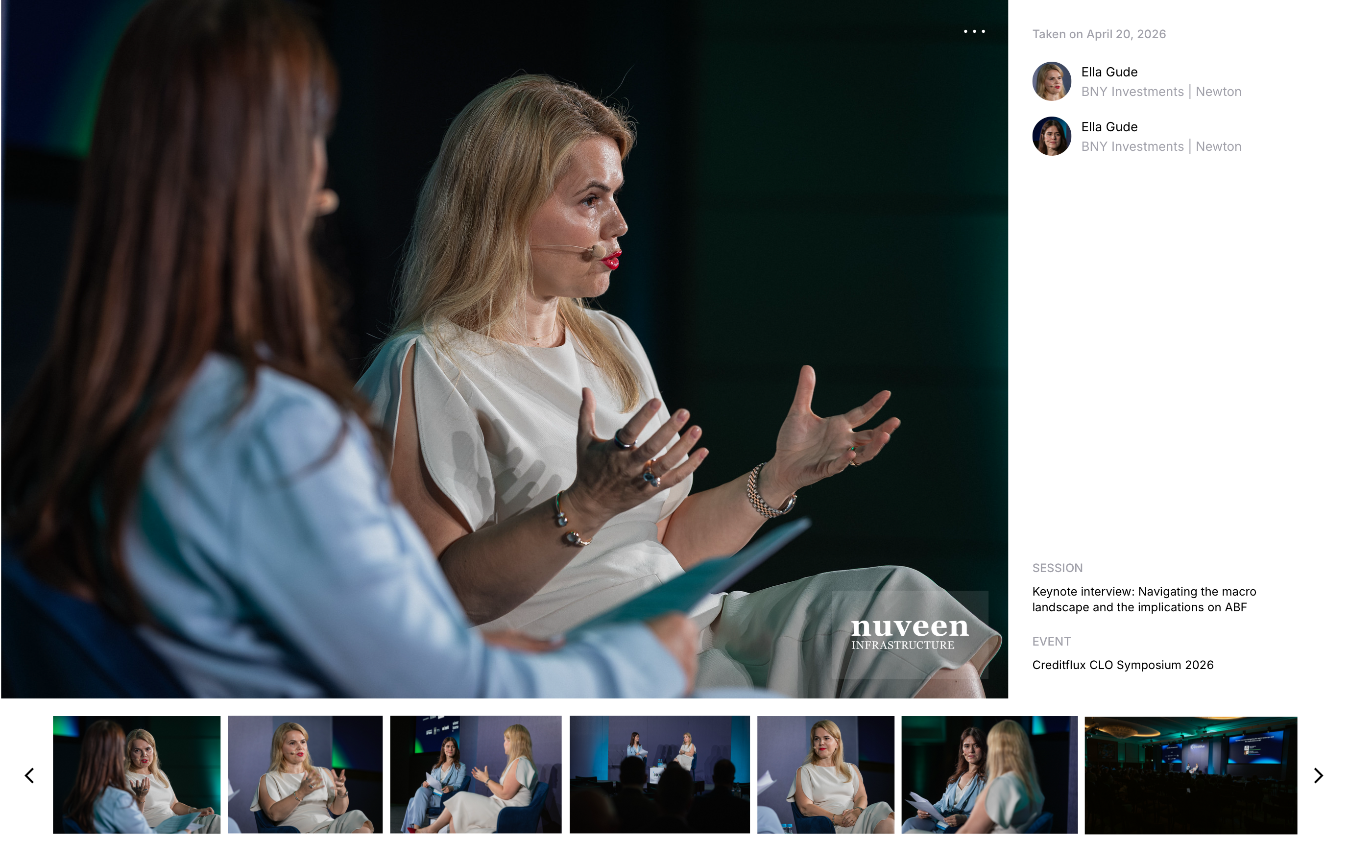 The Photo Viewer at true size: photo, metadata panel and thumbnail carousel