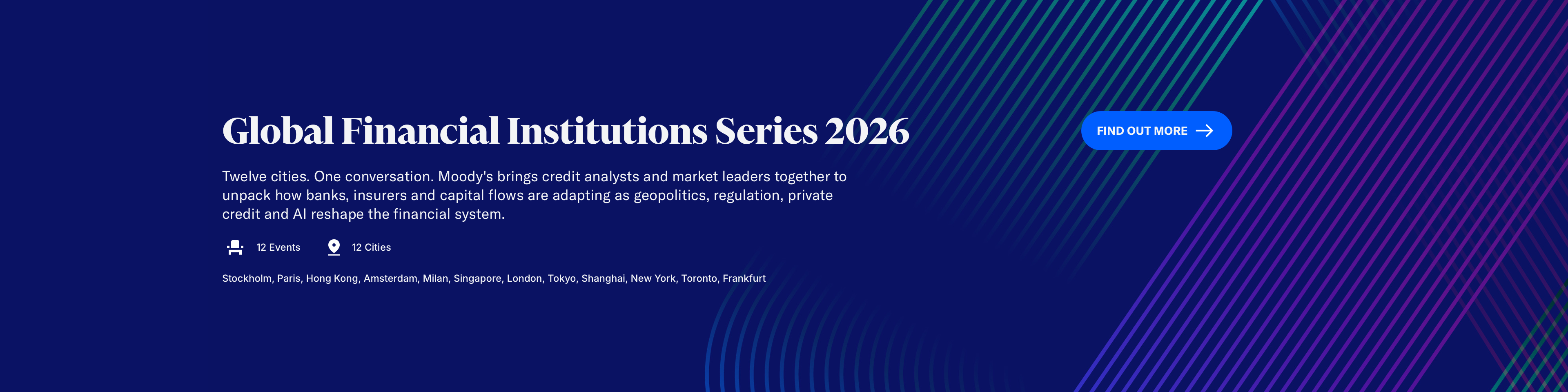 Moody's Event Series Ribbon — compact header, Global Financial Institutions Series 2026, no map or photo strip